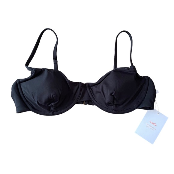 NWT Andie The Bermuda Underwire Bikini Top Black Small - Picture 1 of 4